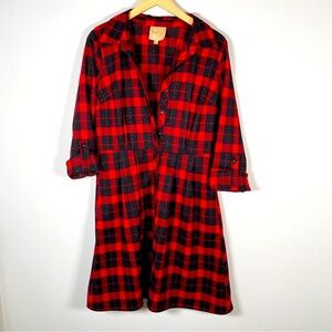 ModCloth Buffalo Plaid Checkered Full Button Up Down Midi Dress Size Medium